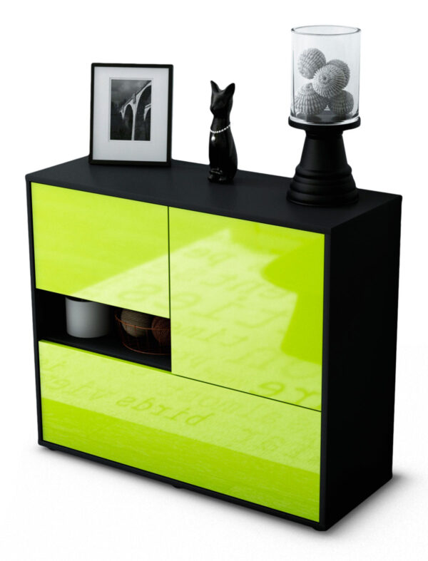 Sideboard Debora | Korpus Anthrazit | Front in Hochglanz Grün | 92x79x35cm (BxHxT)