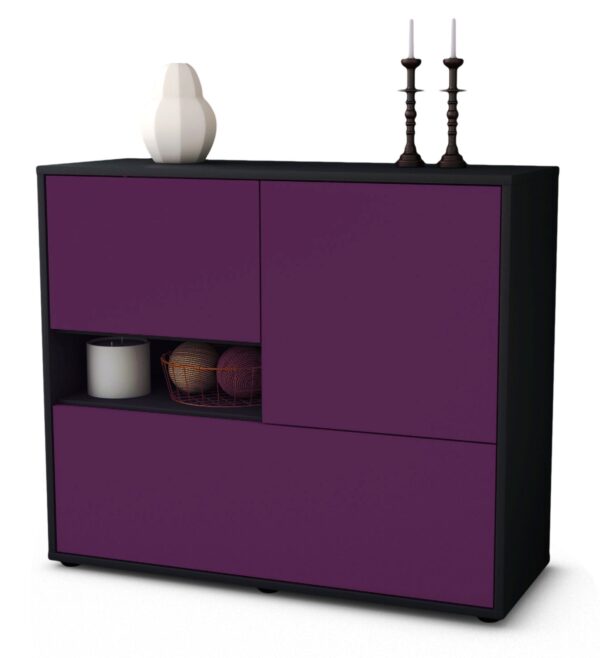 Sideboard Debora | Korpus Anthrazit | Front in Lila | 92x79x35cm (BxHxT)