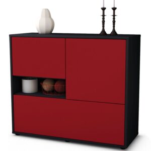 Sideboard Debora | Korpus Anthrazit | Front in Bordeaux | 92x79x35cm (BxHxT)