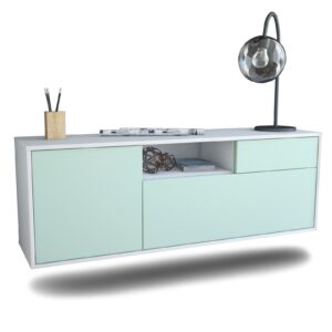 Lowboard Atlanta | hängend | Korpus Weiß | Front in Mint | 136x49x35cm (BxHxT)