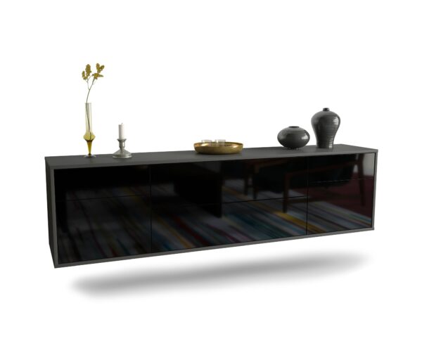 Lowboard Chula Vista, Schwarz, hängend (180x49x35cm)