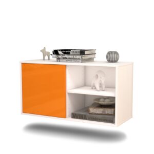 Lowboard Los Angeles | hängend | Korpus Weiß | Front in Hochglanz Orange | 92x49x35cm (BxHxT)