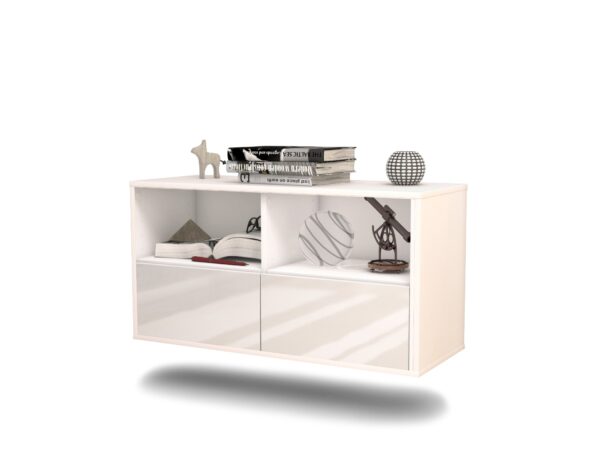 Lowboard San Antonio | hängend | Korpus Weiß | Front in Hochglanz Weiß | 92x49x35cm (BxHxT)