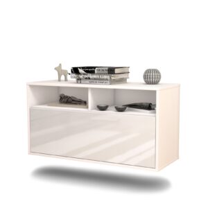 Lowboard Dallas | hängend | Korpus Weiß | Front in Hochglanz Weiß | 92x49x35cm (BxHxT)