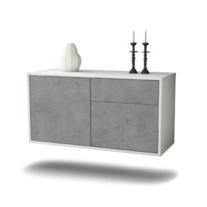 Lowboard San José | hängend | Korpus Weiß | Front in Beton Optik | 92x49x35cm (BxHxT)
