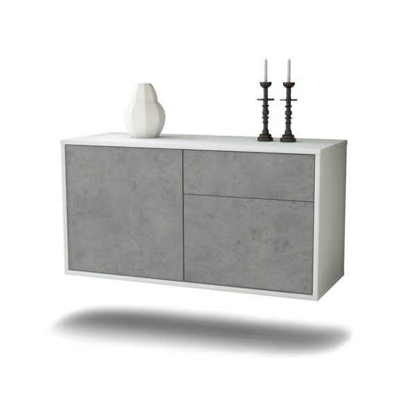 Lowboard San José | hängend | Korpus Weiß | Front in Beton Optik | 92x49x35cm (BxHxT)