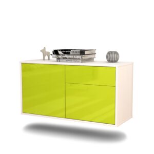 Lowboard San José | hängend | Korpus Weiß | Front in Hochglanz Grün | 92x49x35cm (BxHxT)