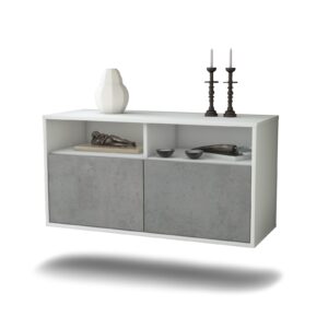 Lowboard Columbus | hängend | Korpus Weiß | Front in Beton Optik | 92x49x35cm (BxHxT)