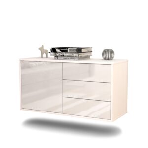 Lowboard Fort Worth | hängend | Korpus Weiß | Front in Hochglanz Weiß | 92x49x35cm (BxHxT)