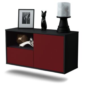 Lowboard Phoenix | hängend | Korpus Anthrazit | Front in Bordeaux | 92x49x35cm (BxHxT)