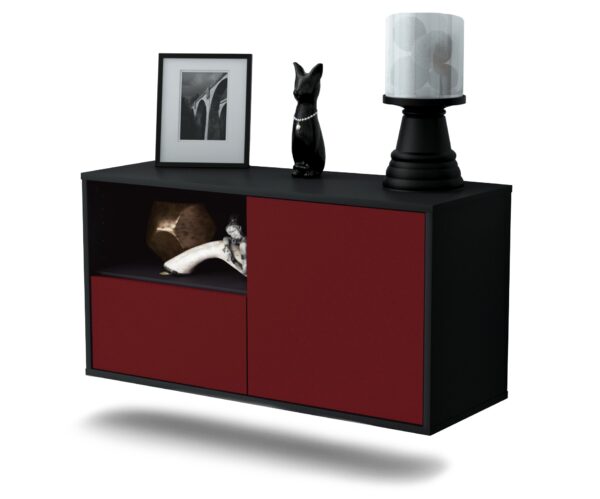 Lowboard Phoenix | hängend | Korpus Anthrazit | Front in Bordeaux | 92x49x35cm (BxHxT)