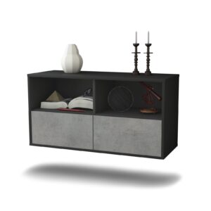 Lowboard San Antonio | hängend | Korpus Anthrazit | Front in Beton Optik | 92x49x35cm (BxHxT)