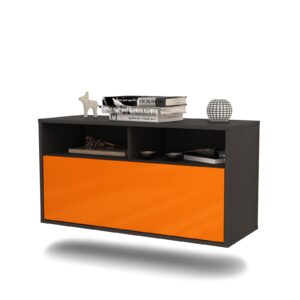Lowboard Dallas | hängend | Korpus Anthrazit | Front in Hochglanz Orange | 92x49x35cm (BxHxT)