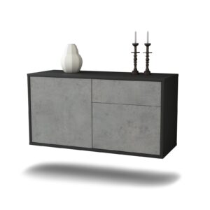 Lowboard San José | hängend | Korpus Anthrazit | Front in Beton Optik | 92x49x35cm (BxHxT)