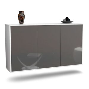 Sideboard Chattanooga | hängend | Korpus Weiß | Front in Hochglanz Grau | 136x79x35cm (BxHxT)