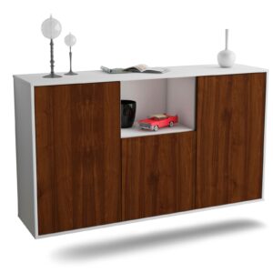 Sideboard Overland Park | hängend | Korpus Weiß | Front in Walnuss Holz Optik | 136x79x35cm (BxHxT)