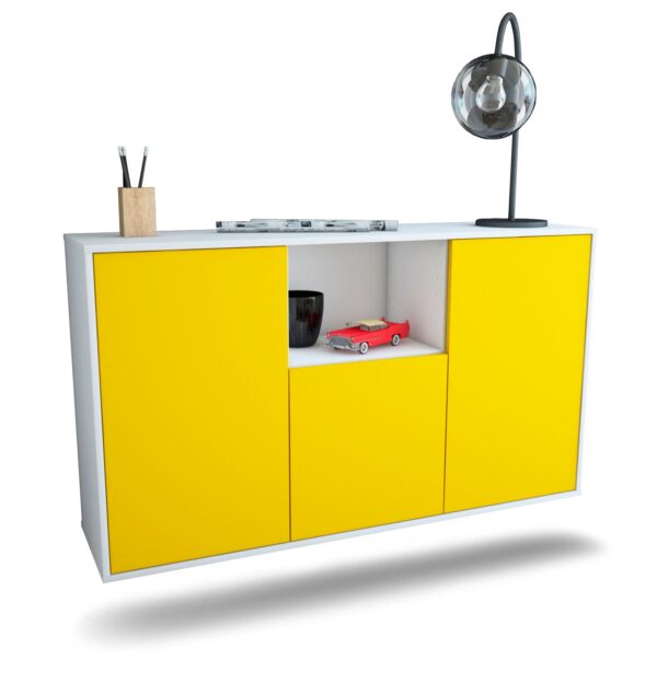 Sideboard Overland Park | hängend | Korpus Weiß | Front in Gelb | 136x79x35cm (BxHxT)