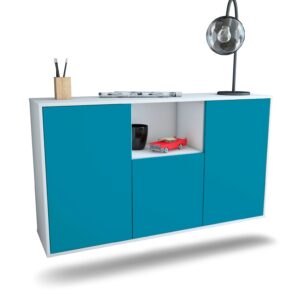 Sideboard Overland Park | hängend | Korpus Weiß | Front in Türkis | 136x79x35cm (BxHxT)