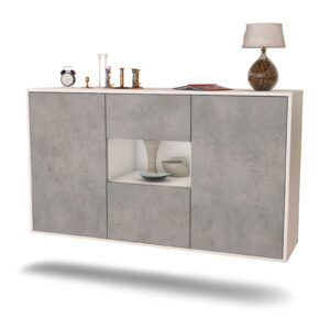 Sideboard Tallahassee | hängend | Korpus Weiß | Front in Beton Optik | 136x79x35cm (BxHxT)