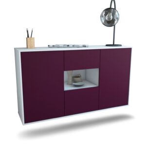 Sideboard Tallahassee | hängend | Korpus Weiß | Front in Lila | 136x79x35cm (BxHxT)
