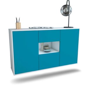 Sideboard Tallahassee | hängend | Korpus Weiß | Front in Türkis | 136x79x35cm (BxHxT)