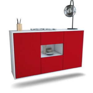 Sideboard Tallahassee | hängend | Korpus Weiß | Front in Bordeaux | 136x79x35cm (BxHxT)