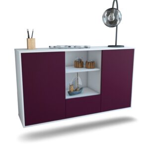 Sideboard Oceanside | hängend | Korpus Weiß | Front in Lila | 136x79x35cm (BxHxT)