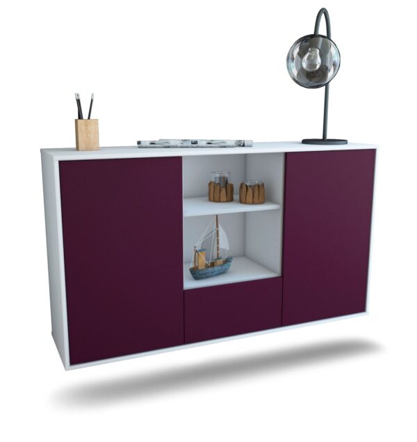 Sideboard Oceanside | hängend | Korpus Weiß | Front in Lila | 136x79x35cm (BxHxT)