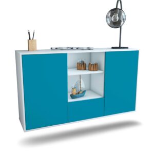 Sideboard Oceanside | hängend | Korpus Weiß | Front in Türkis | 136x79x35cm (BxHxT)