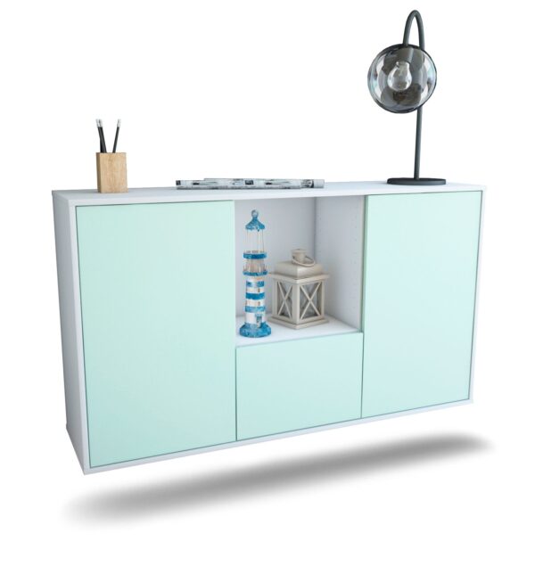 Sideboard Garden Grove | hängend | Korpus Weiß | Front in Mint | 136x79x35cm (BxHxT)