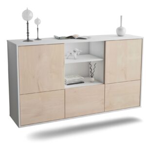 Sideboard Grand Prairie | hängend | Korpus Weiß | Front in Zeder Holz Optik | 136x79x35cm (BxHxT)