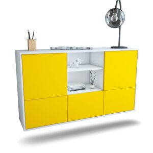 Sideboard Grand Prairie | hängend | Korpus Weiß | Front in Gelb | 136x79x35cm (BxHxT)