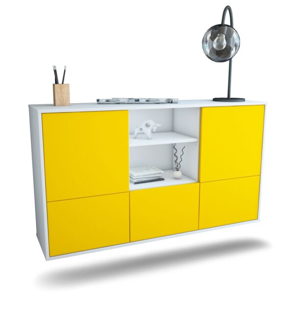 Sideboard Grand Prairie | hängend | Korpus Weiß | Front in Gelb | 136x79x35cm (BxHxT)