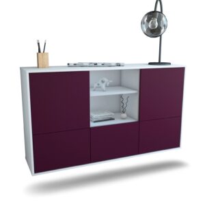 Sideboard Grand Prairie | hängend | Korpus Weiß | Front in Lila | 136x79x35cm (BxHxT)