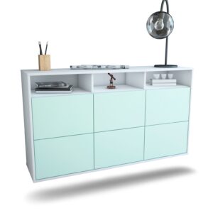 Sideboard Cape Coral | hängend | Korpus Weiß | Front in Mint | 136x79x35cm (BxHxT)
