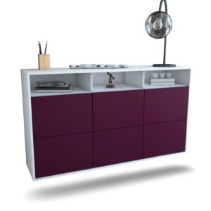 Sideboard Cape Coral | hängend | Korpus Weiß | Front in Lila | 136x79x35cm (BxHxT)