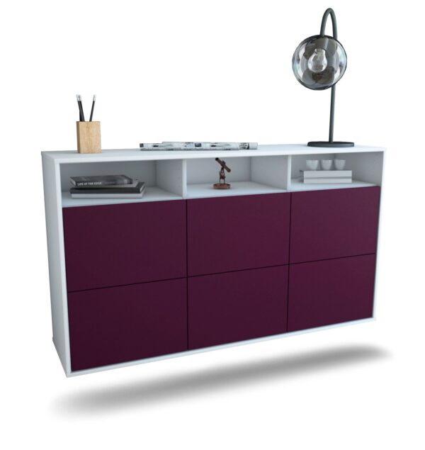 Sideboard Cape Coral | hängend | Korpus Weiß | Front in Lila | 136x79x35cm (BxHxT)