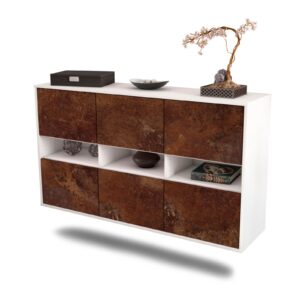 Sideboard Rockford | hängend | Korpus Weiß | Front in Rost Optik | 136x79x35cm (BxHxT)