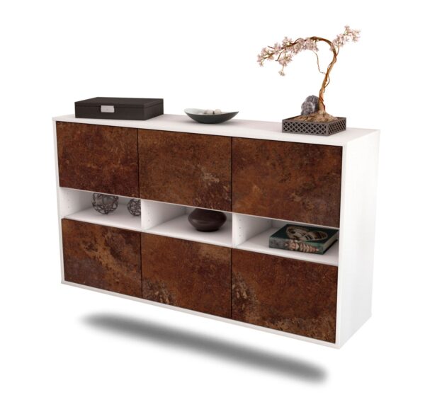 Sideboard Rockford | hängend | Korpus Weiß | Front in Rost Optik | 136x79x35cm (BxHxT)