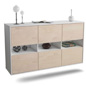 Sideboard Rockford | hängend | Korpus Weiß | Front in Zeder Holz Optik | 136x79x35cm (BxHxT)