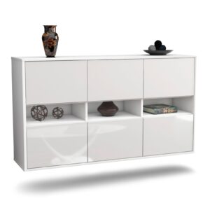 Sideboard Rockford | hängend | Korpus Weiß | Front in Hochglanz Weiß | 136x79x35cm (BxHxT)