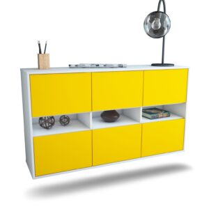 Sideboard Rockford | hängend | Korpus Weiß | Front in Gelb | 136x79x35cm (BxHxT)