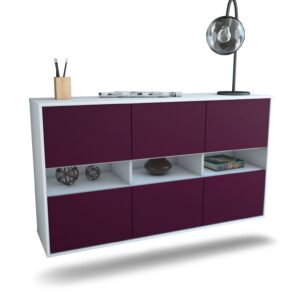 Sideboard Rockford | hängend | Korpus Weiß | Front in Lila | 136x79x35cm (BxHxT)