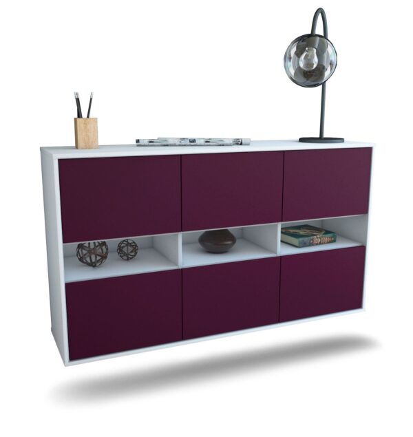 Sideboard Rockford | hängend | Korpus Weiß | Front in Lila | 136x79x35cm (BxHxT)