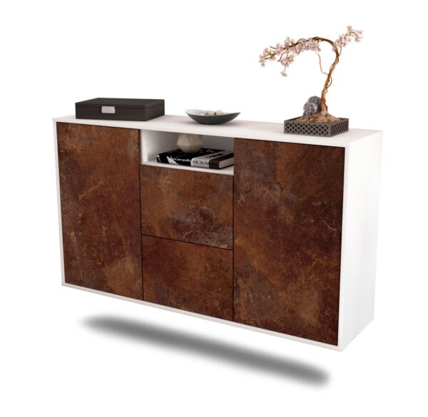 Sideboard Dayton | hängend | Korpus Weiß | Front in Rost Optik | 136x79x35cm (BxHxT)