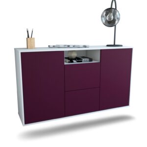 Sideboard Dayton | hängend | Korpus Weiß | Front in Lila | 136x79x35cm (BxHxT)
