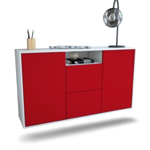Sideboard Dayton | hängend | Korpus Weiß | Front in Bordeaux | 136x79x35cm (BxHxT)