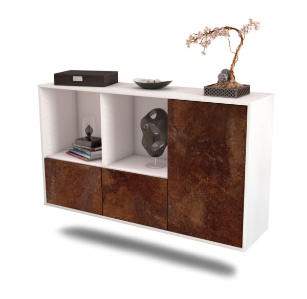 Sideboard Springfield | hängend | Korpus Weiß | Front in Rost Optik | 136x79x35cm (BxHxT)
