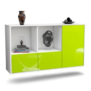 Sideboard Springfield | hängend | Korpus Weiß | Front in Hochglanz Grün | 136x79x35cm (BxHxT)