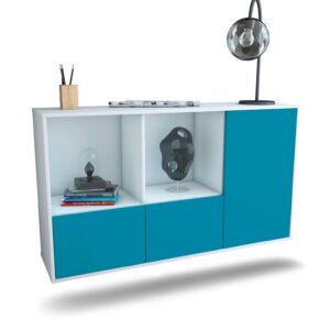 Sideboard Springfield | hängend | Korpus Weiß | Front in Türkis | 136x79x35cm (BxHxT)